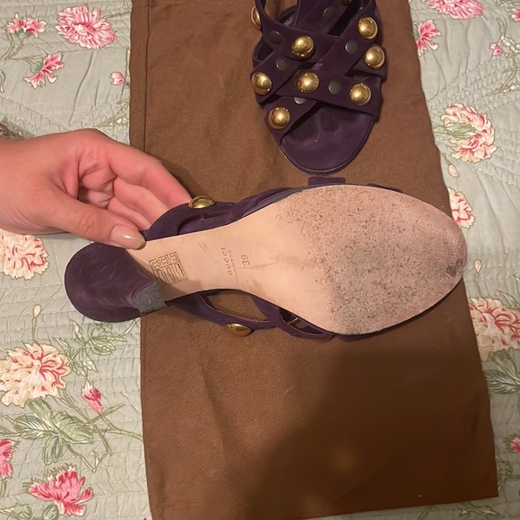 Gucci Vintage Purple Velvet Studded Heels - Picture 6 of 8